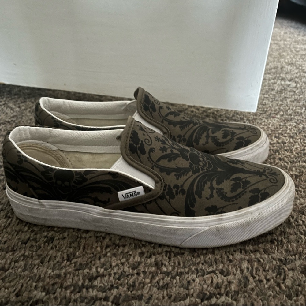 Vans Men's Slip-On Shoes - Olive and Black